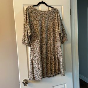 Floral Pattern Cotton Peplum Dress